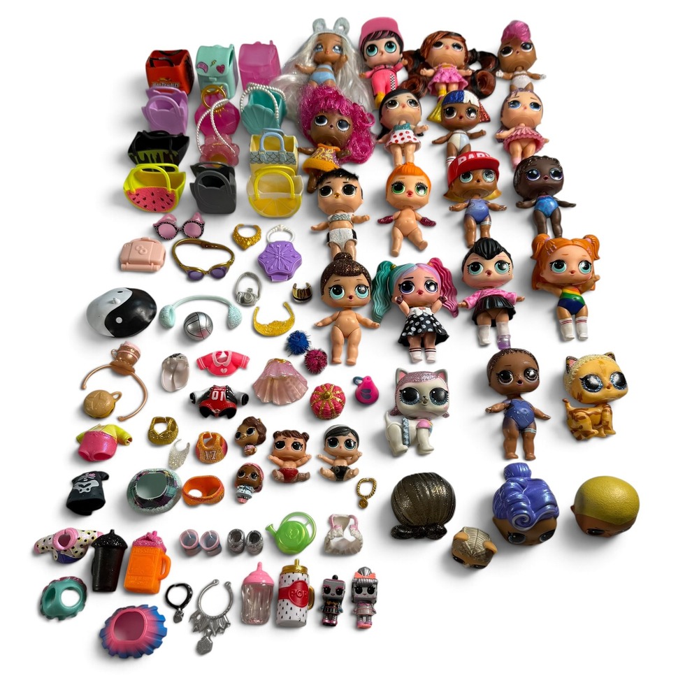 MGA LOL Surprise Doll Lot with Accessories Pets Lil Sisters Clothes Bags 70+ Pc